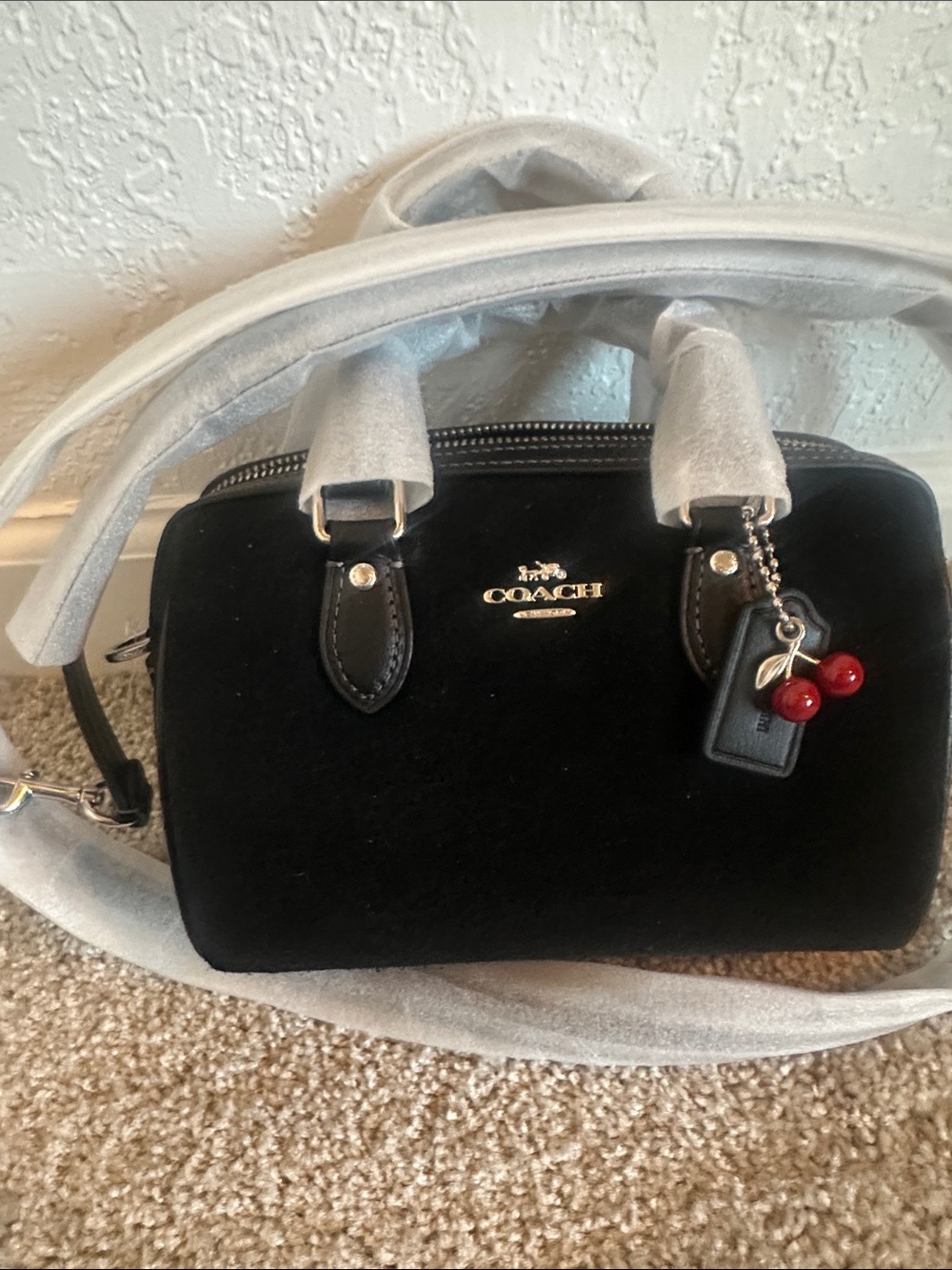 Coach Mini Rowan in Black Suede!